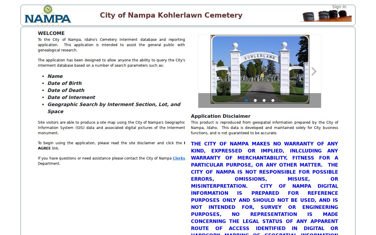 Nampa residents directory Kohlerlawn interment search
