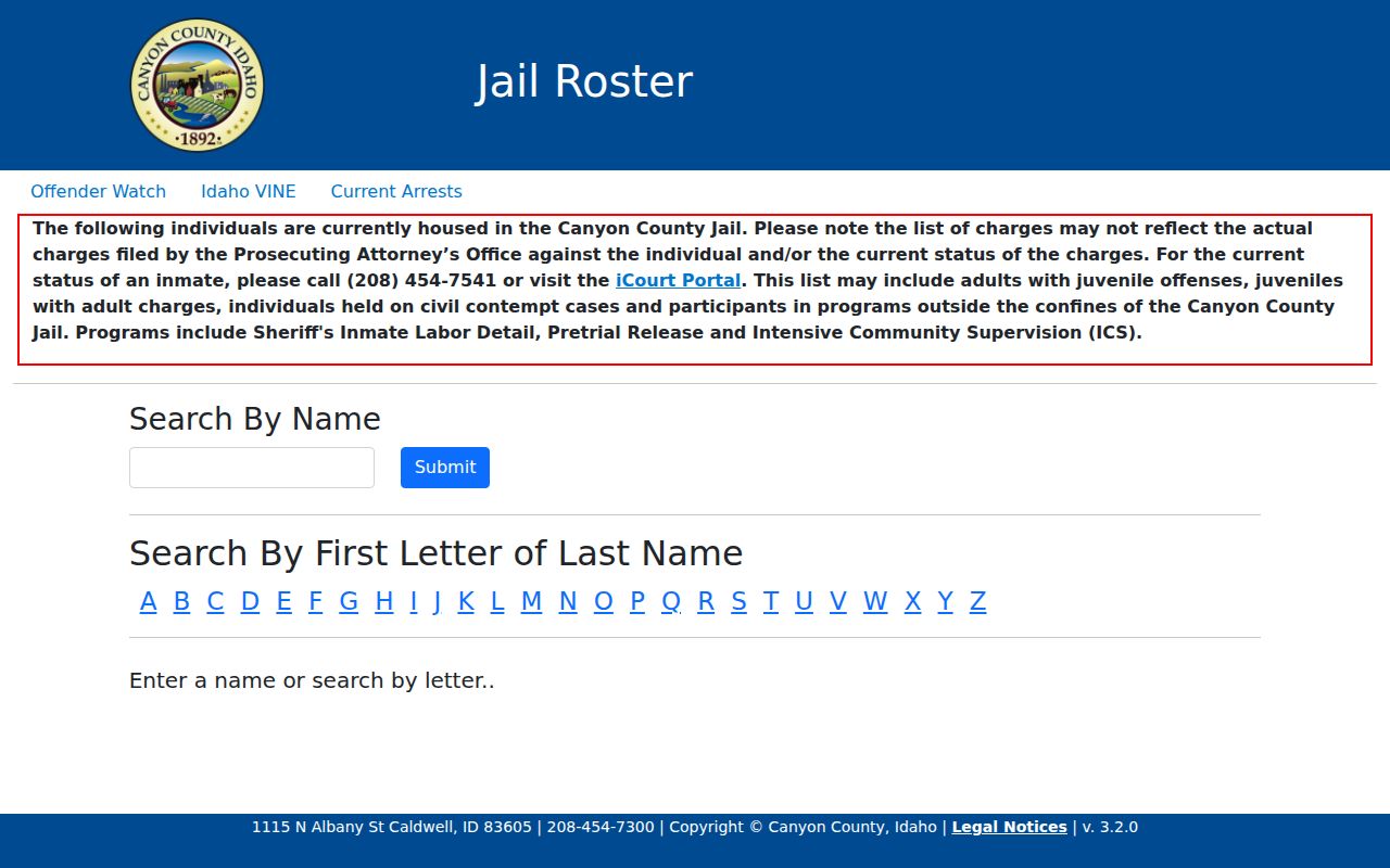 Nampa neighbors Canyon County Jail Roster search