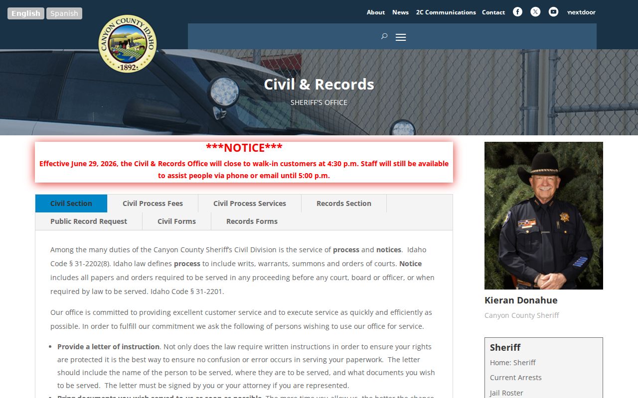 Nampa neighbors Canyon County property crime records page