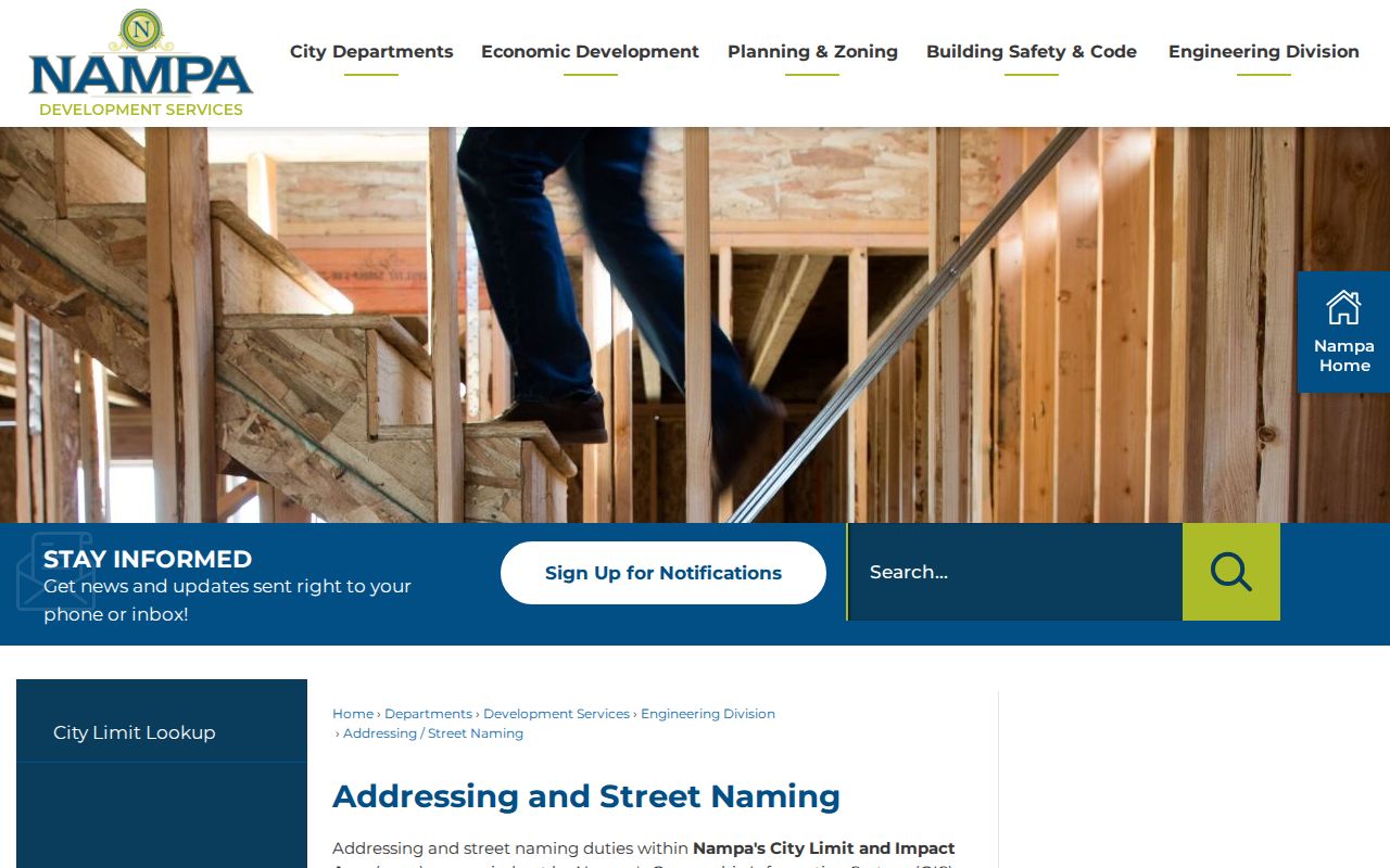 Nampa ZIP code directory addressing and street naming rules